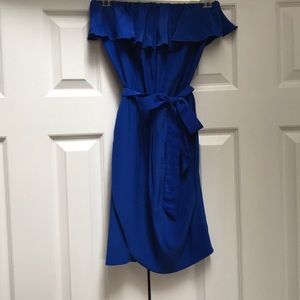 Royal blue silk mini dress